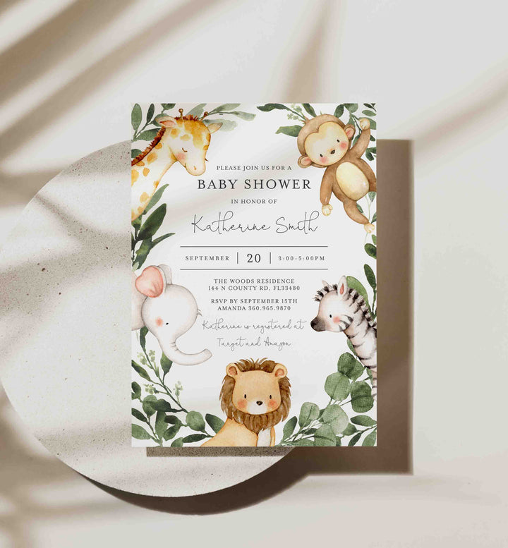 Safari Friends Baby Shower Invitation Printable