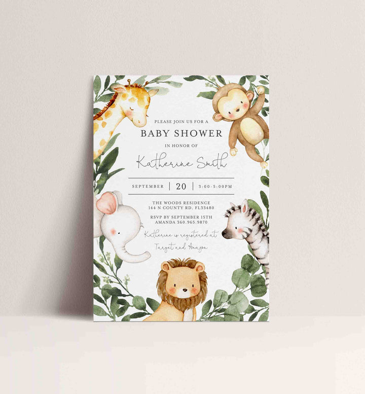 Safari Friends Baby Shower Invitation Printable