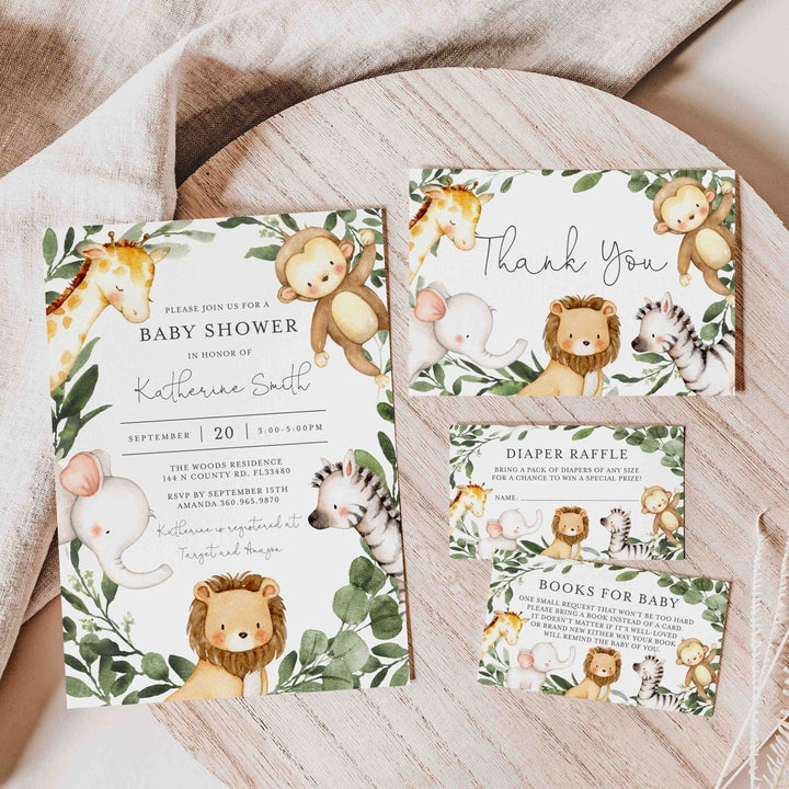 Safari Friends Baby Shower Suite Printable