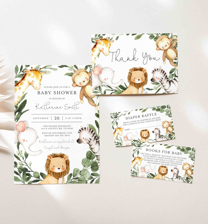 Safari Friends Baby Shower Suite Printable