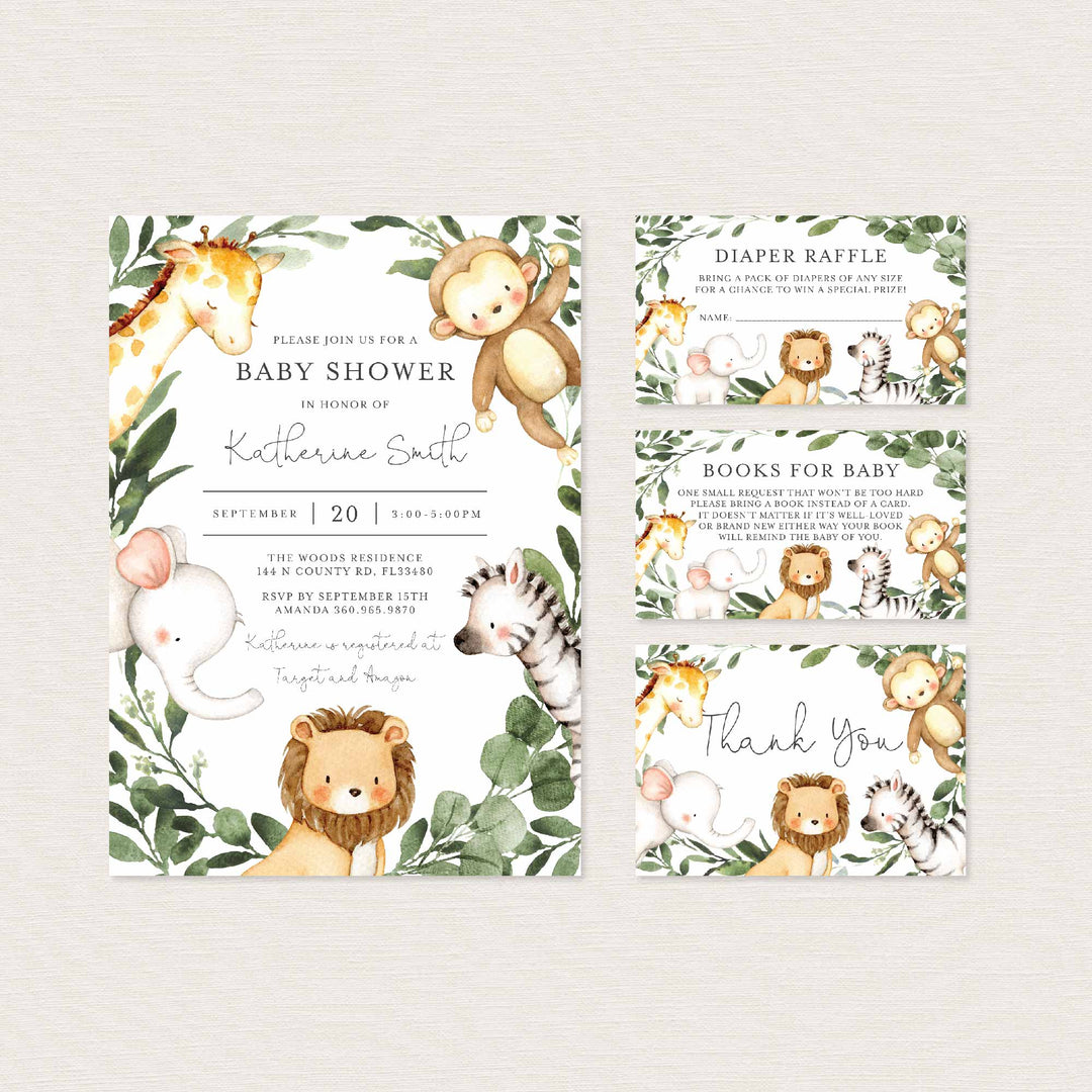 Safari Friends Baby Shower Suite Printable