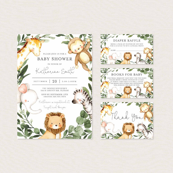 Safari Friends Baby Shower Suite Printable