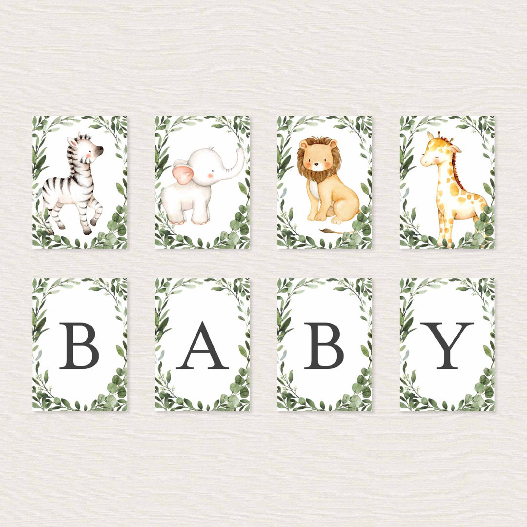 Safari Friends Baby Shower Party Banner Printable