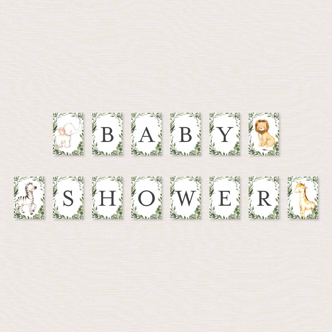 Safari Friends Baby Shower Party Banner Printable