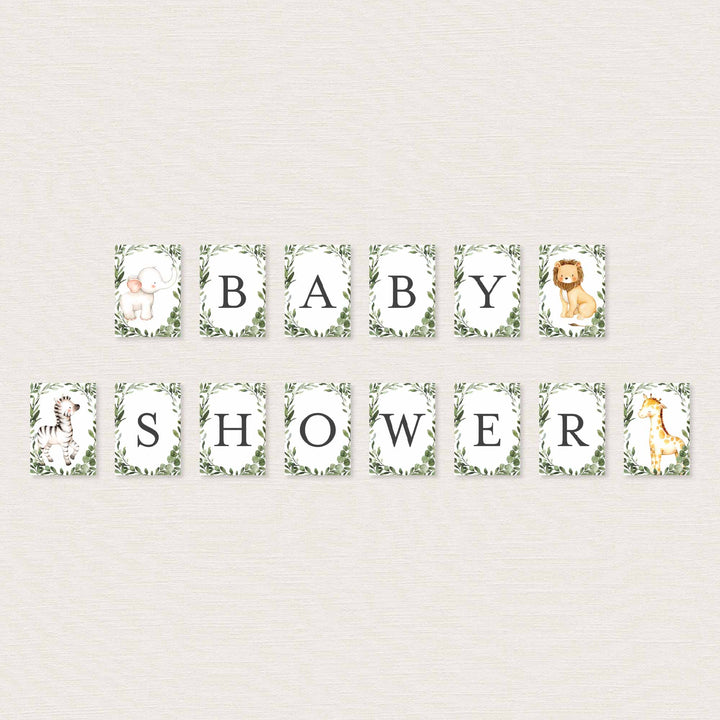 Safari Friends Baby Shower Party Banner Printable