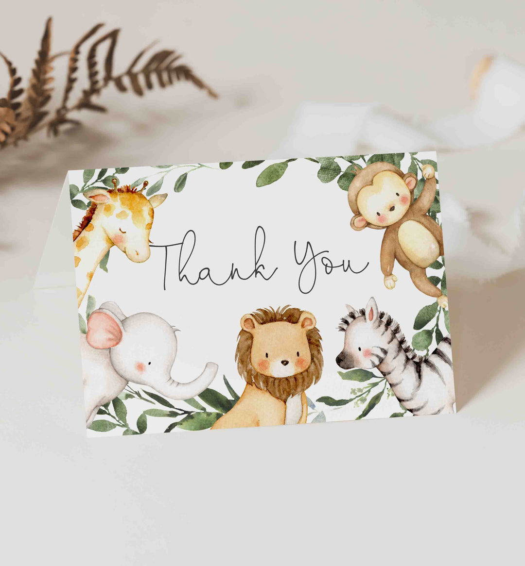 Safari Friends Baby Shower Thank You Card Printable