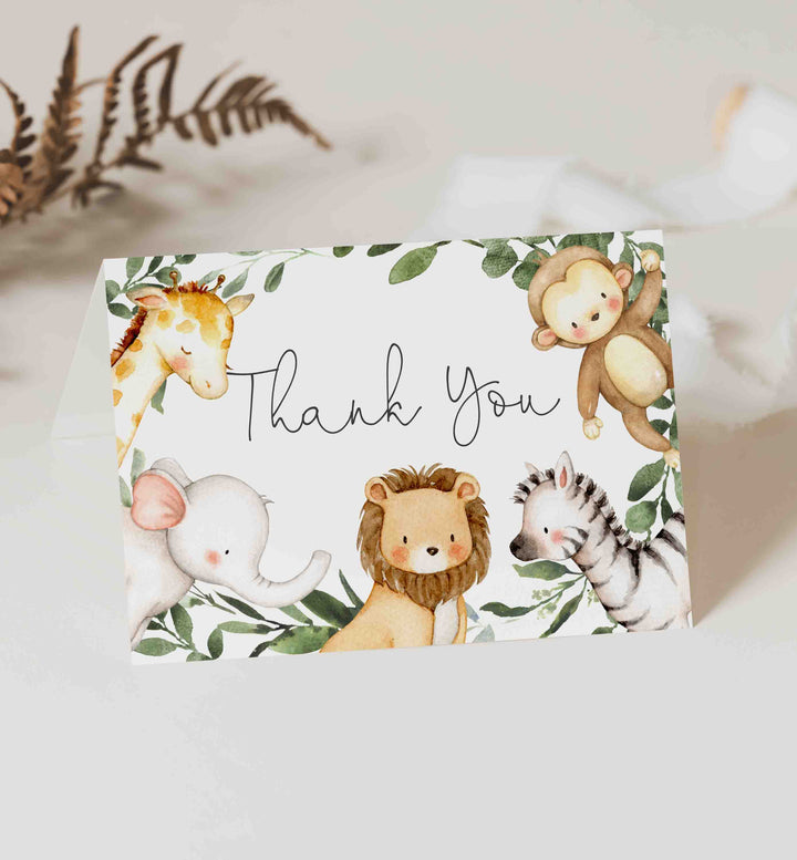 Safari Friends Baby Shower Thank You Card Printable