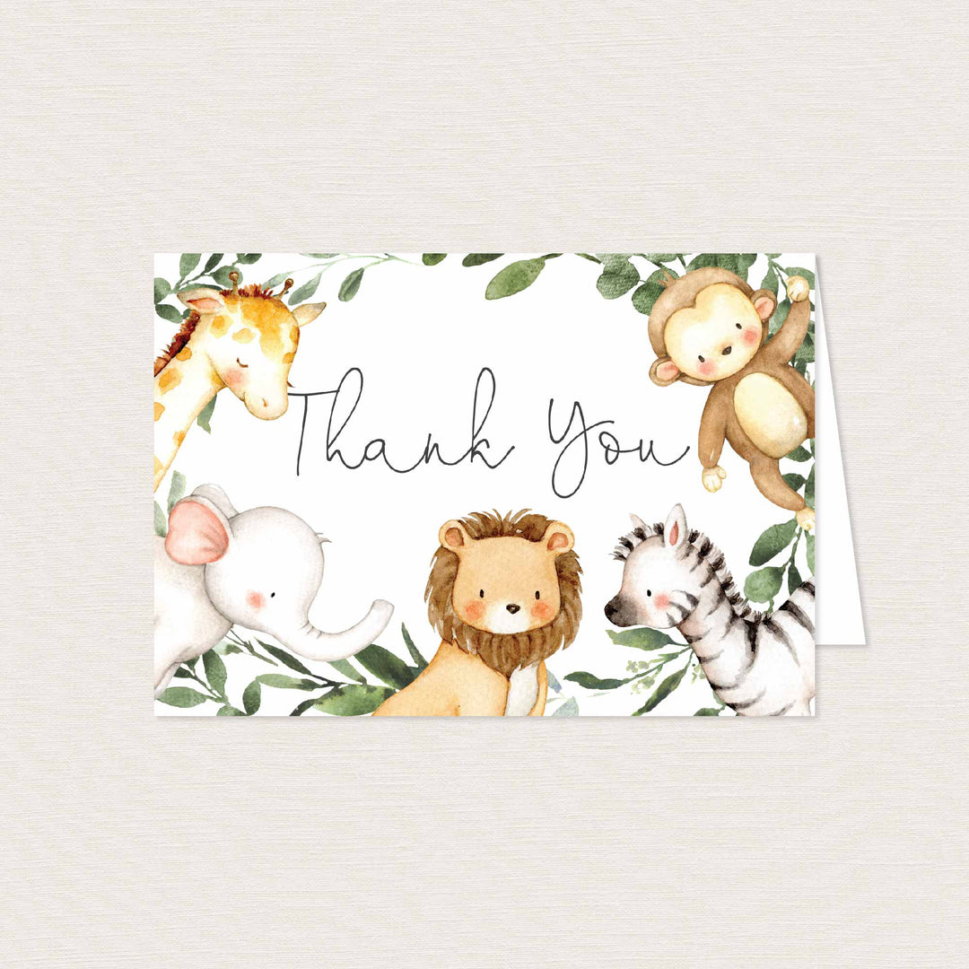 Safari Friends Baby Shower Thank You Card Printable