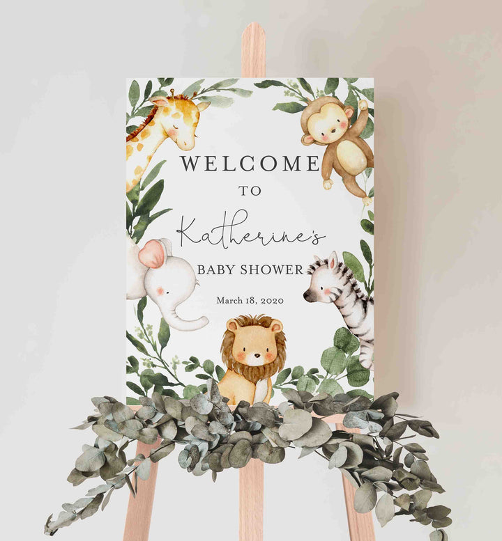 Safari Friends Baby Shower Welcome Sign Printable