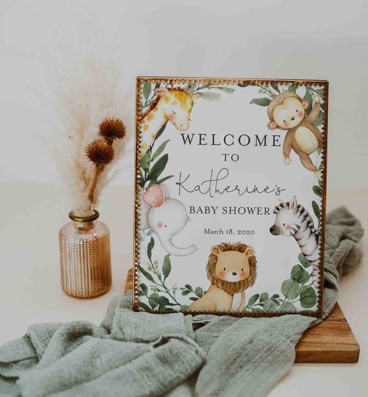 Safari Friends Baby Shower Welcome Sign Printable