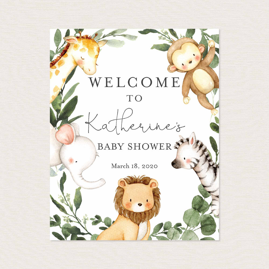 Safari Friends Baby Shower Welcome Sign Printable