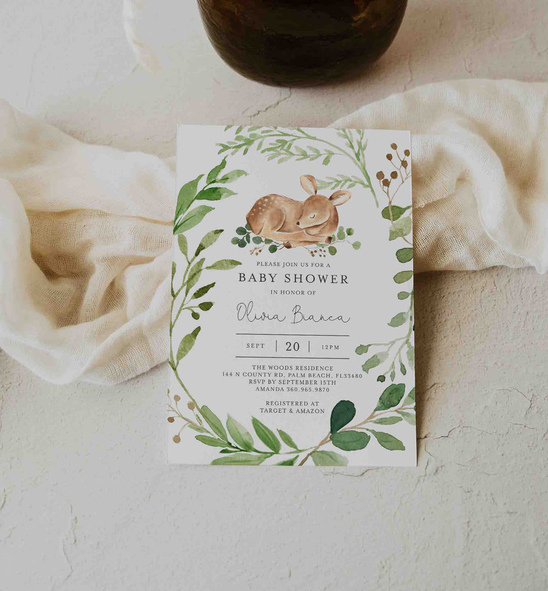 Baby Deer Baby Shower Invitation Printable