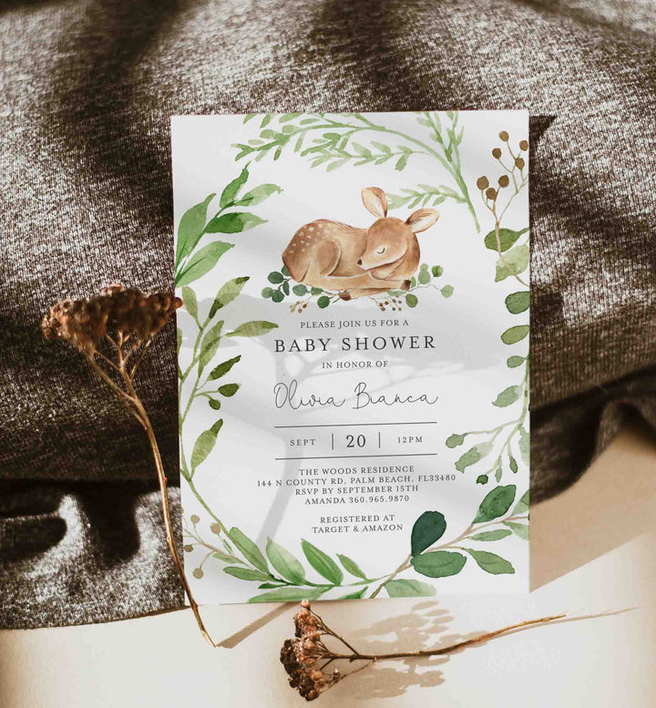 Baby Deer Baby Shower Invitation Printable