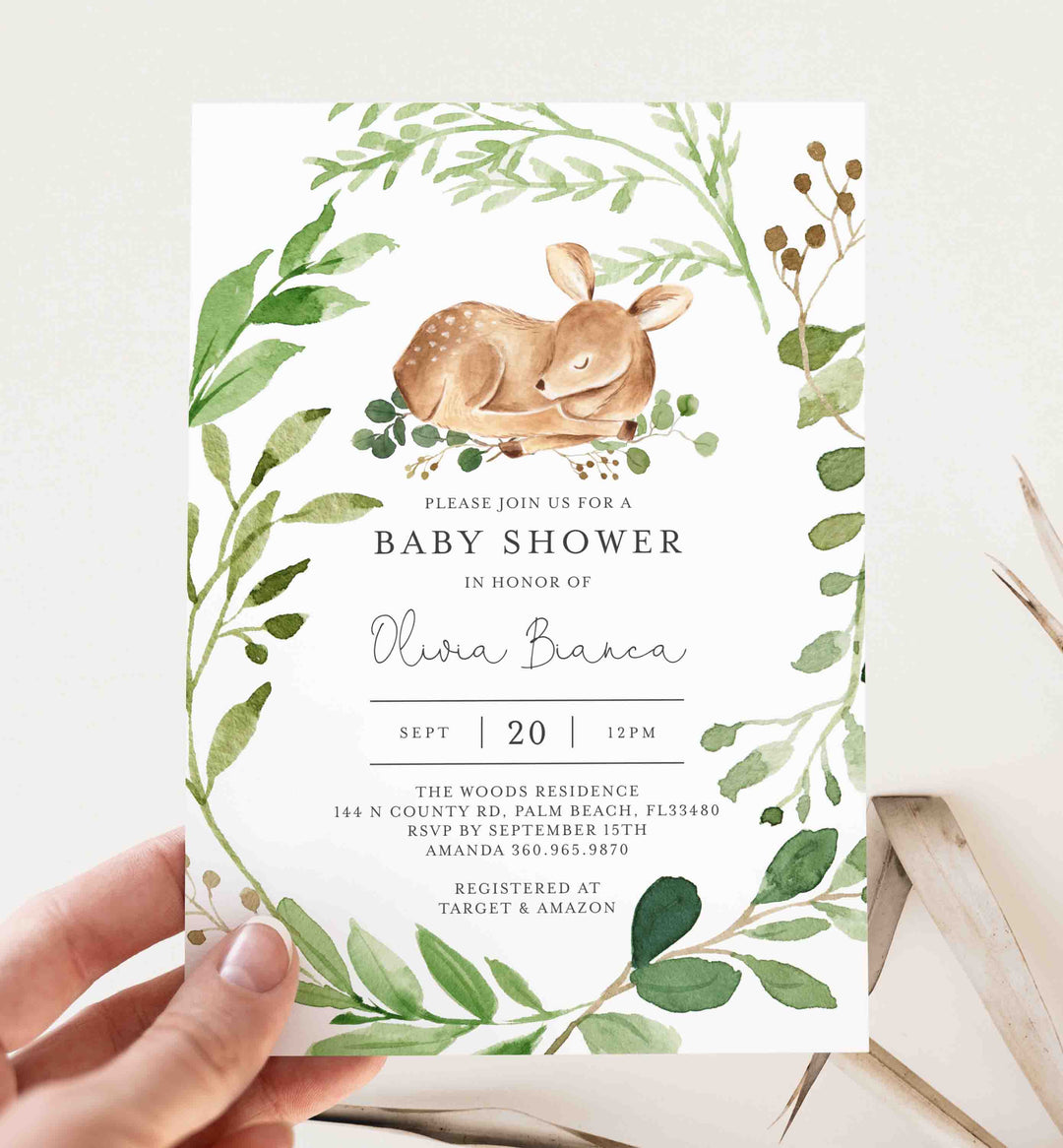 Baby Deer Baby Shower Invitation Printable