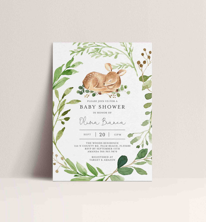 Baby Deer Baby Shower Invitation Printable