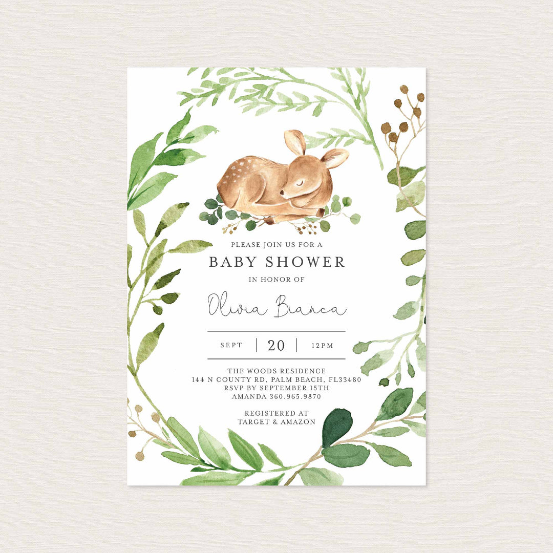 Baby Deer Baby Shower Invitation Printable