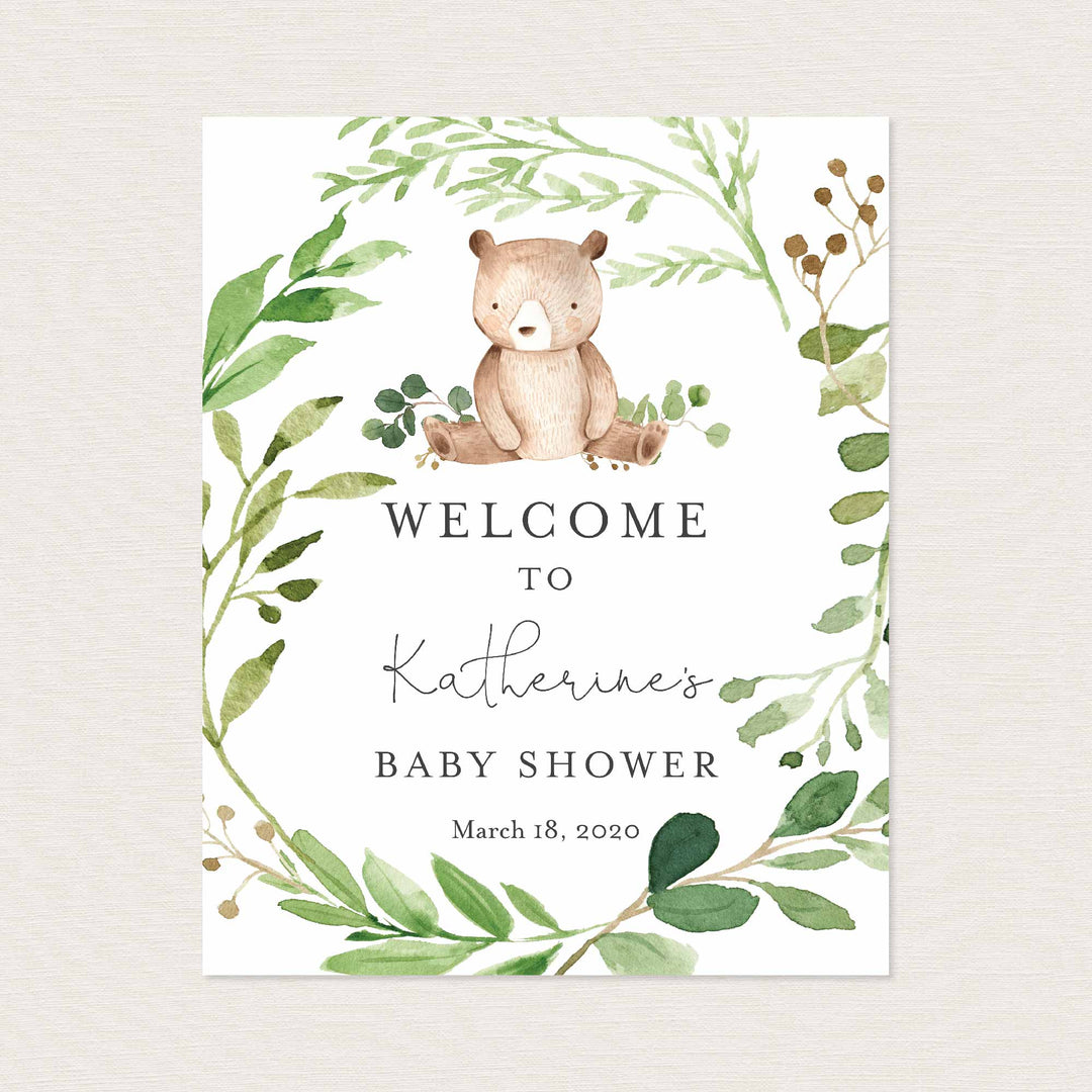 Baby Bear Baby Shower Welcome Sign Printable