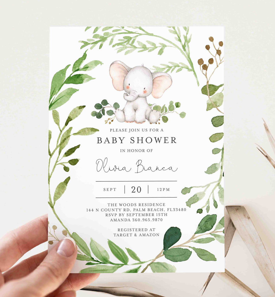 Baby Elephant Baby Shower Invitation Printable