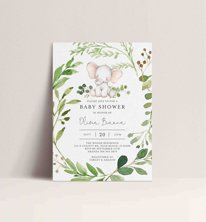 Baby Elephant Baby Shower Invitation Printable