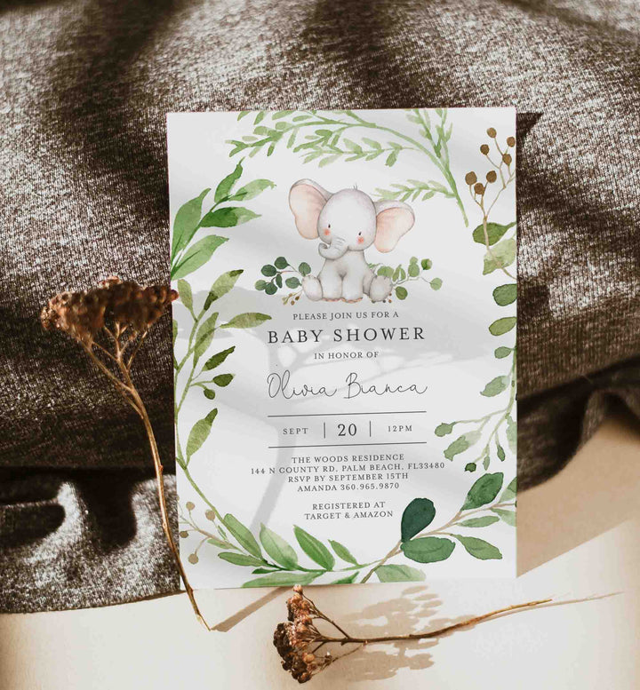 Baby Elephant Baby Shower Invitation Printable