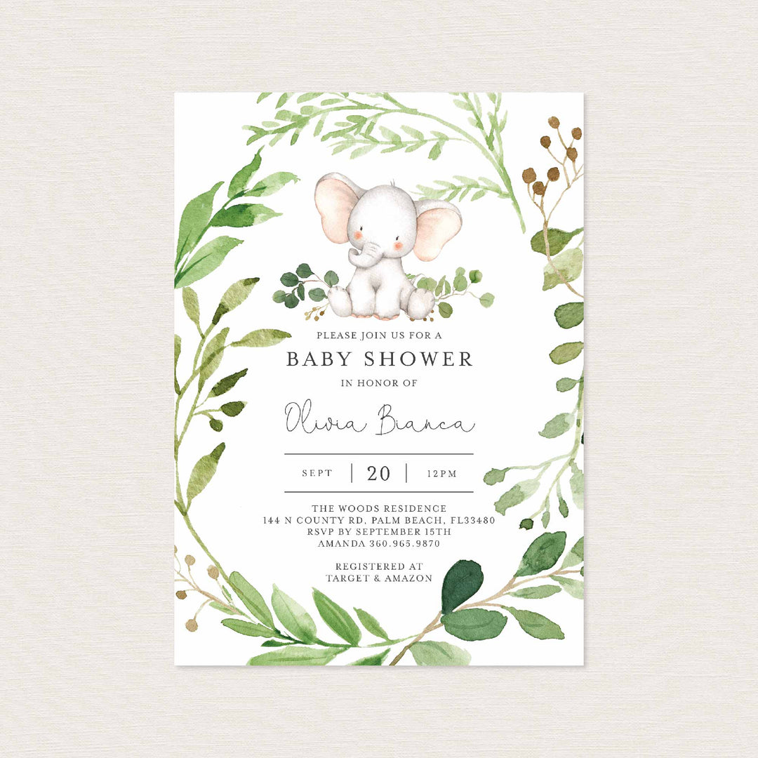 Baby Elephant Baby Shower Invitation Printable