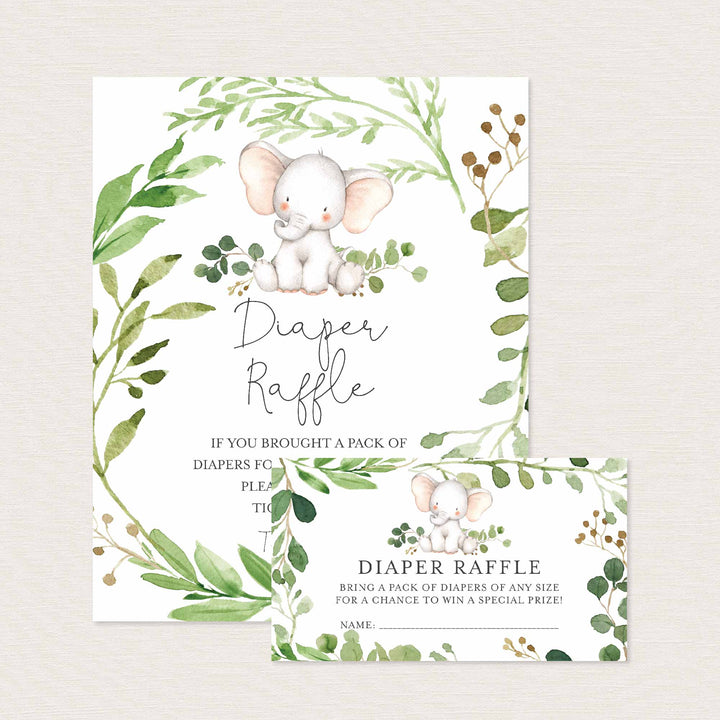 Baby Elephant Baby Shower Diaper Raffle Printable