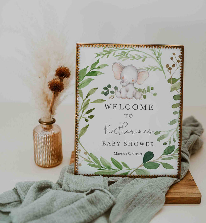 Baby Elephant Baby Shower Welcome Sign Printable