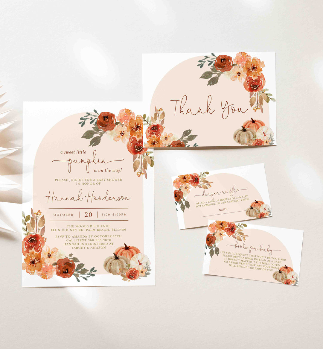 Floral Pumpkin Baby Shower Suite Printable