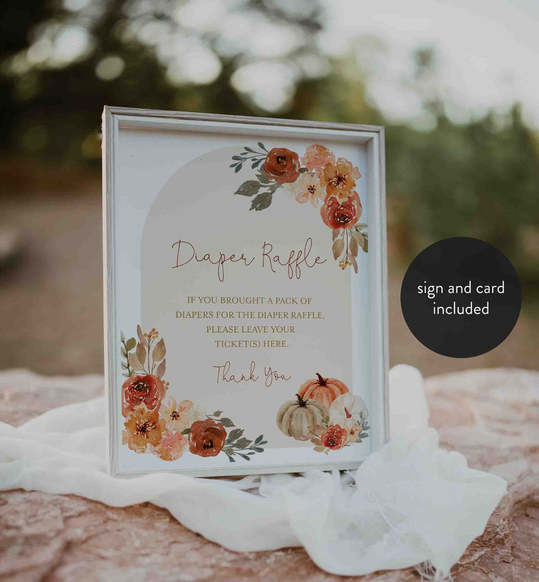 Floral Pumpkin Baby Shower Diaper Raffle Printable