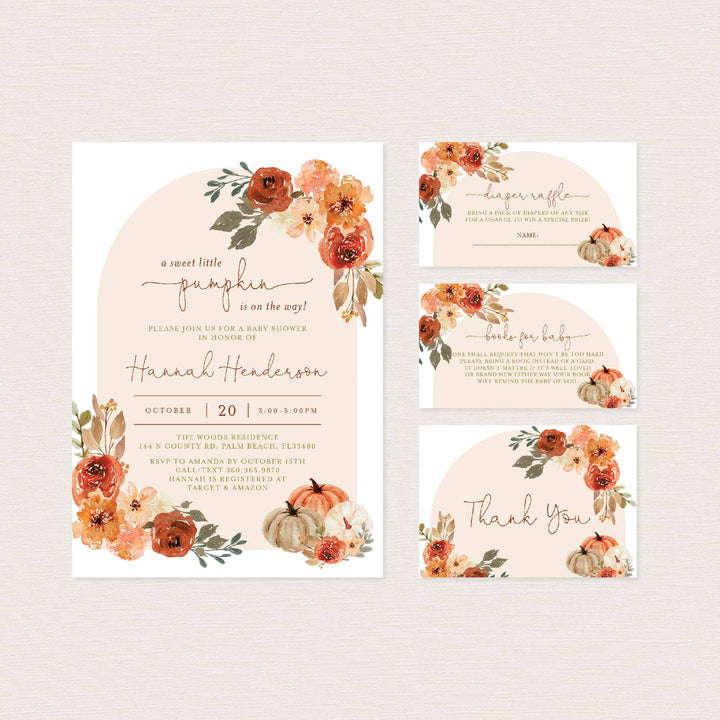 Floral Pumpkin Baby Shower Suite Printable