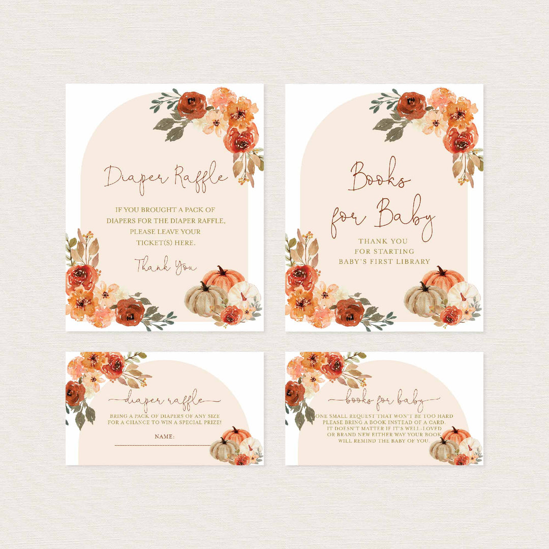 Floral Pumpkin Baby Shower Suite Printable