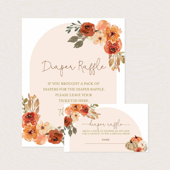 Floral Pumpkin Baby Shower Diaper Raffle Printable