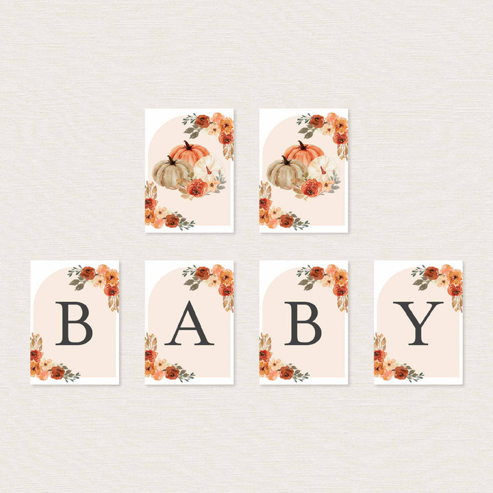 Floral Pumpkin Baby Shower Party Banner Printable