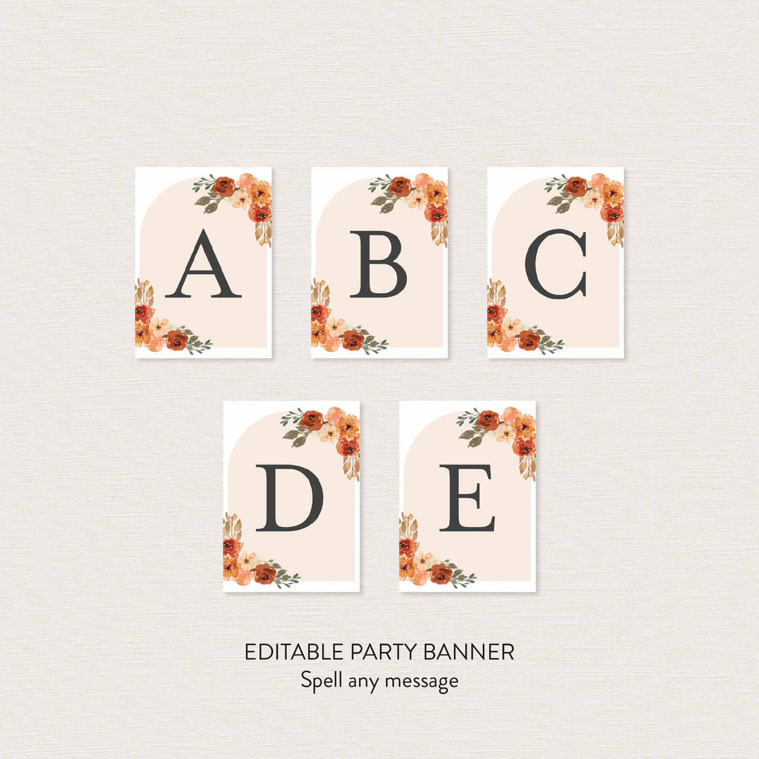 Floral Pumpkin Baby Shower Party Banner Printable