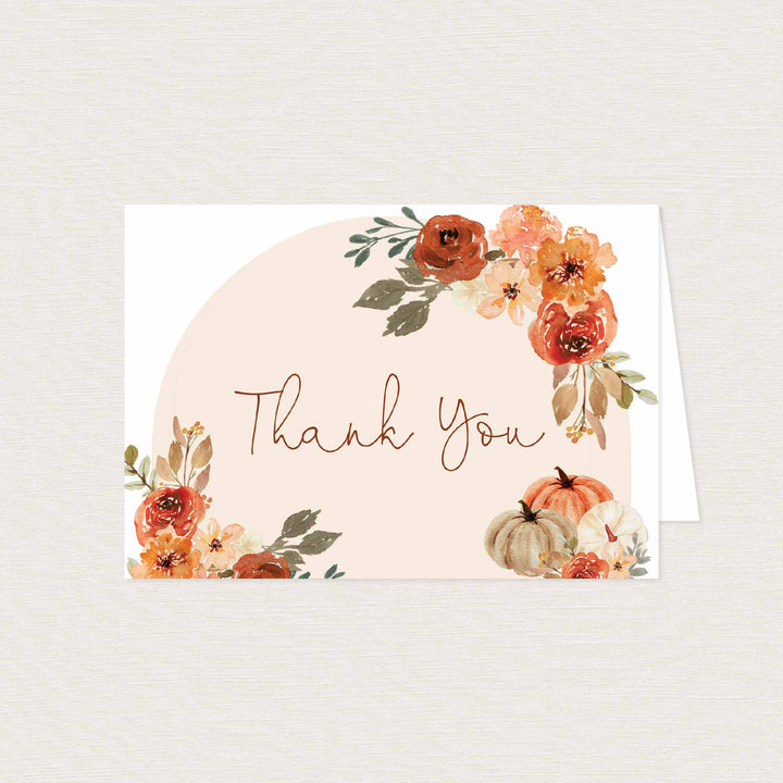 Floral Pumpkin Baby Shower Thank You Card Printable