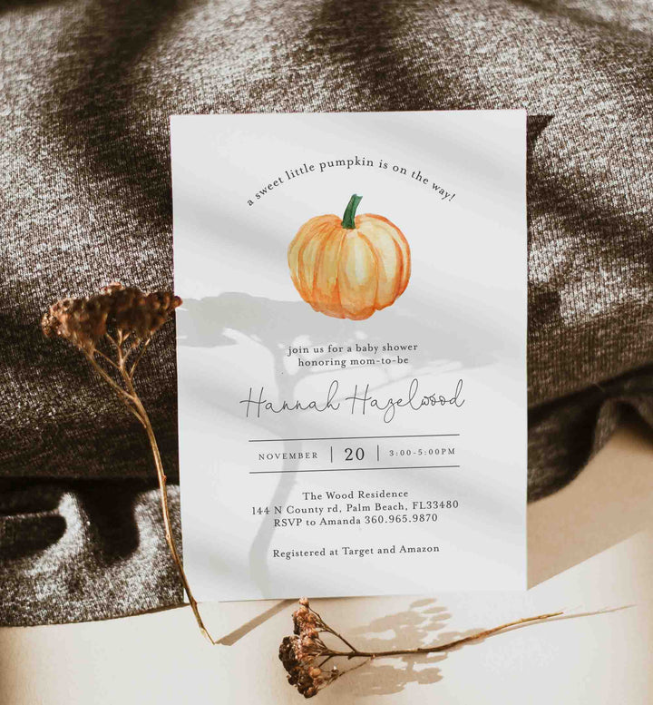 Little Pumpkin Baby Shower Invitation Printable