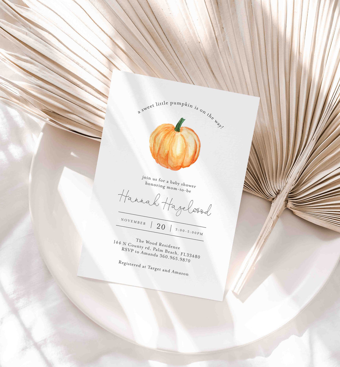 Little Pumpkin Baby Shower Invitation Printable