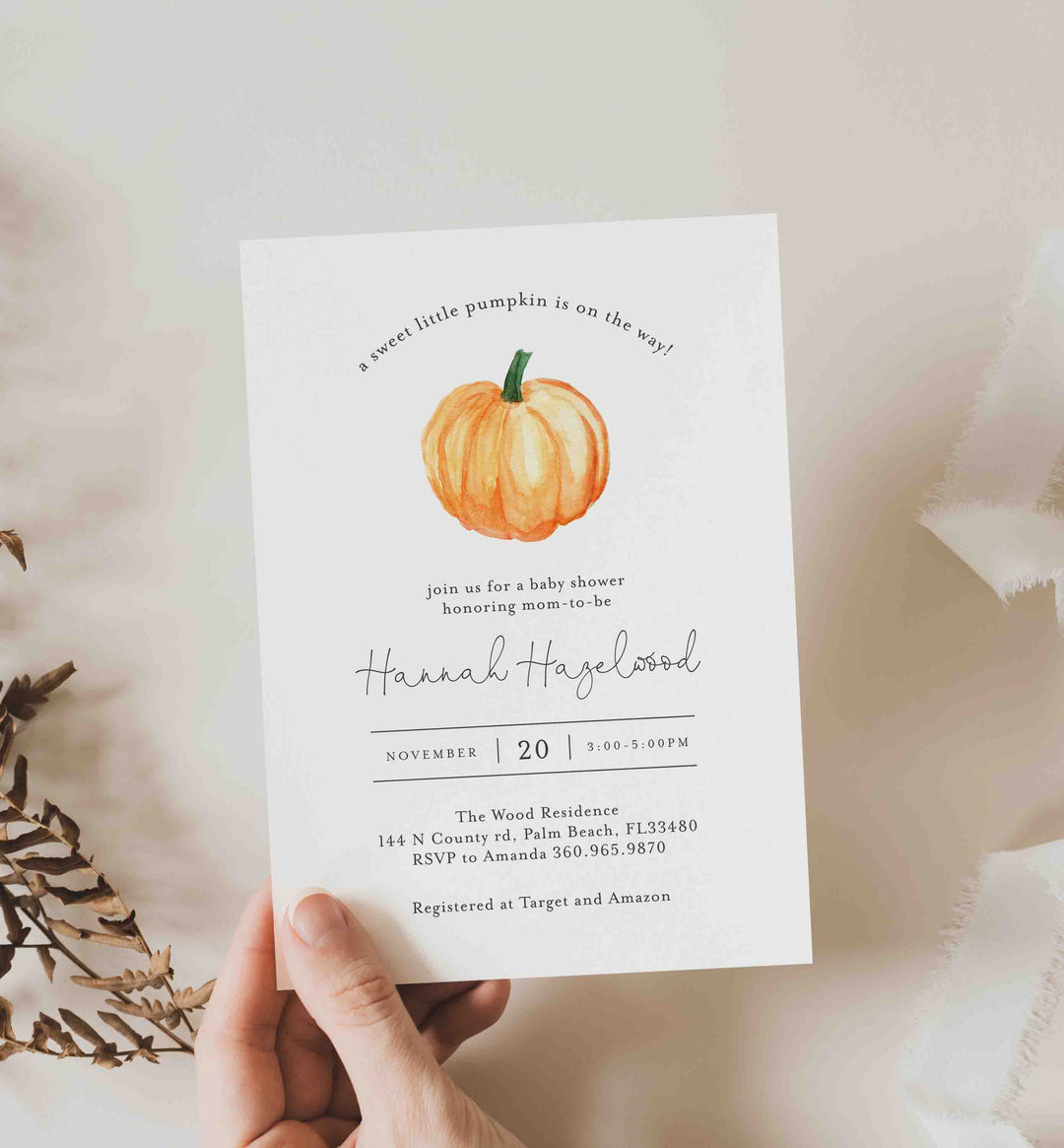 Little Pumpkin Baby Shower Invitation Printable