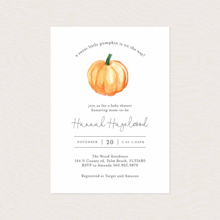 Little Pumpkin Baby Shower Invitation Printable