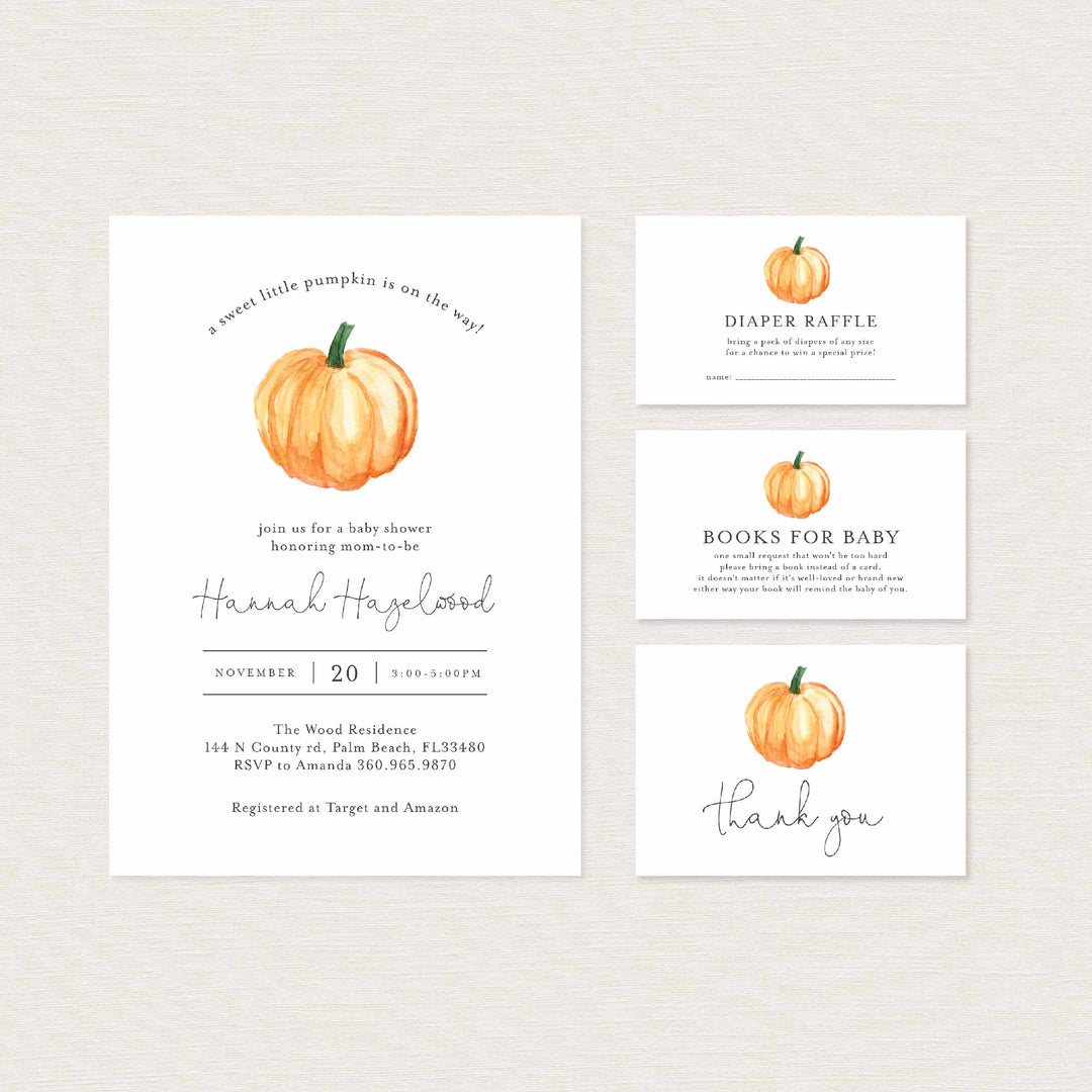 Little Pumpkin Baby Shower Suite Printable