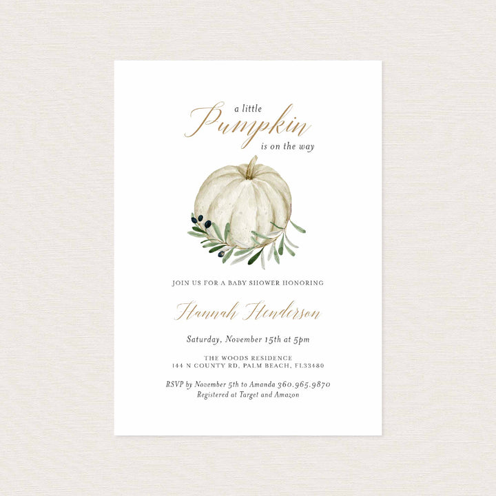 Sweet Pumpkin Baby Shower Invitation Printable