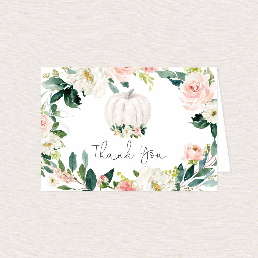 Blush Pumpkin Baby Shower Thank You Card Printable