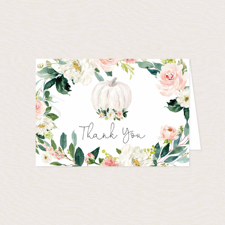 Blush Pumpkin Baby Shower Thank You Card Printable