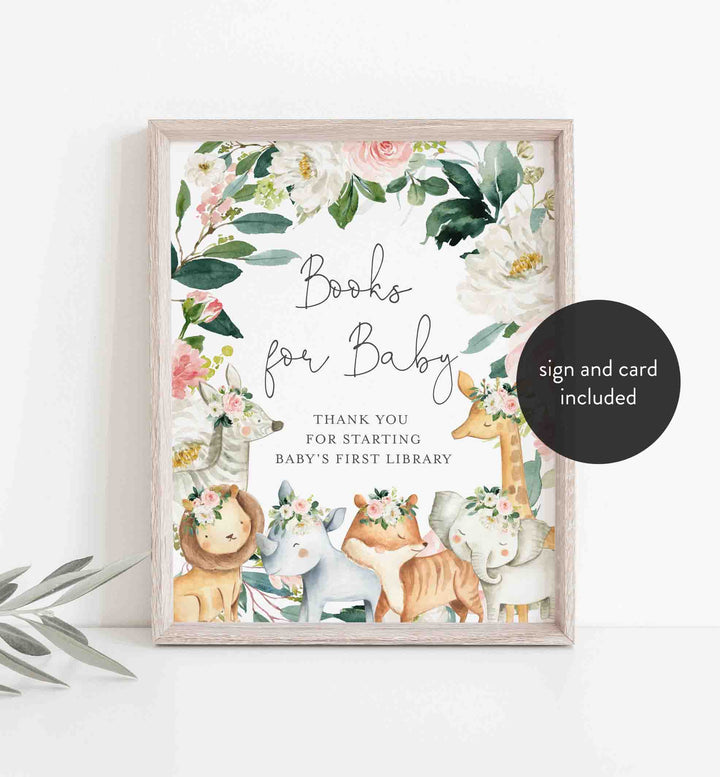 Safari Animals Blush Baby Shower Books For Baby Printable