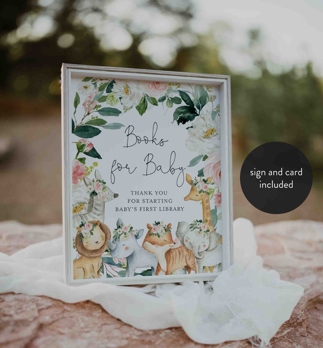 Safari Animals Blush Baby Shower Books For Baby Printable