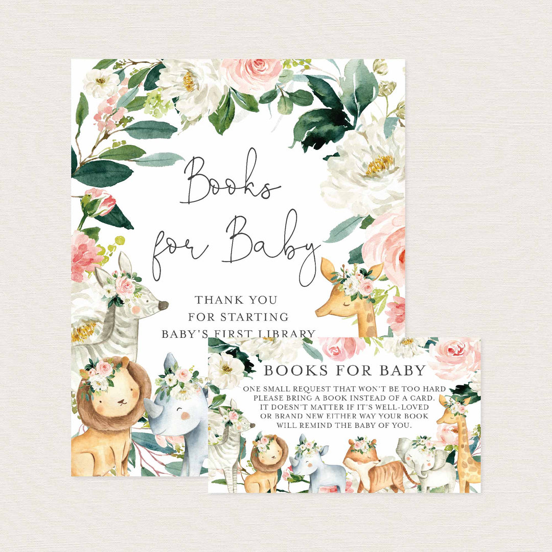 Safari Animals Blush Baby Shower Books For Baby Printable