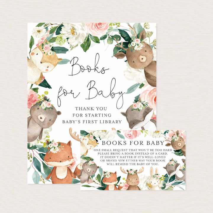 Woodland Friends Blush Baby Shower Books For Baby Printable