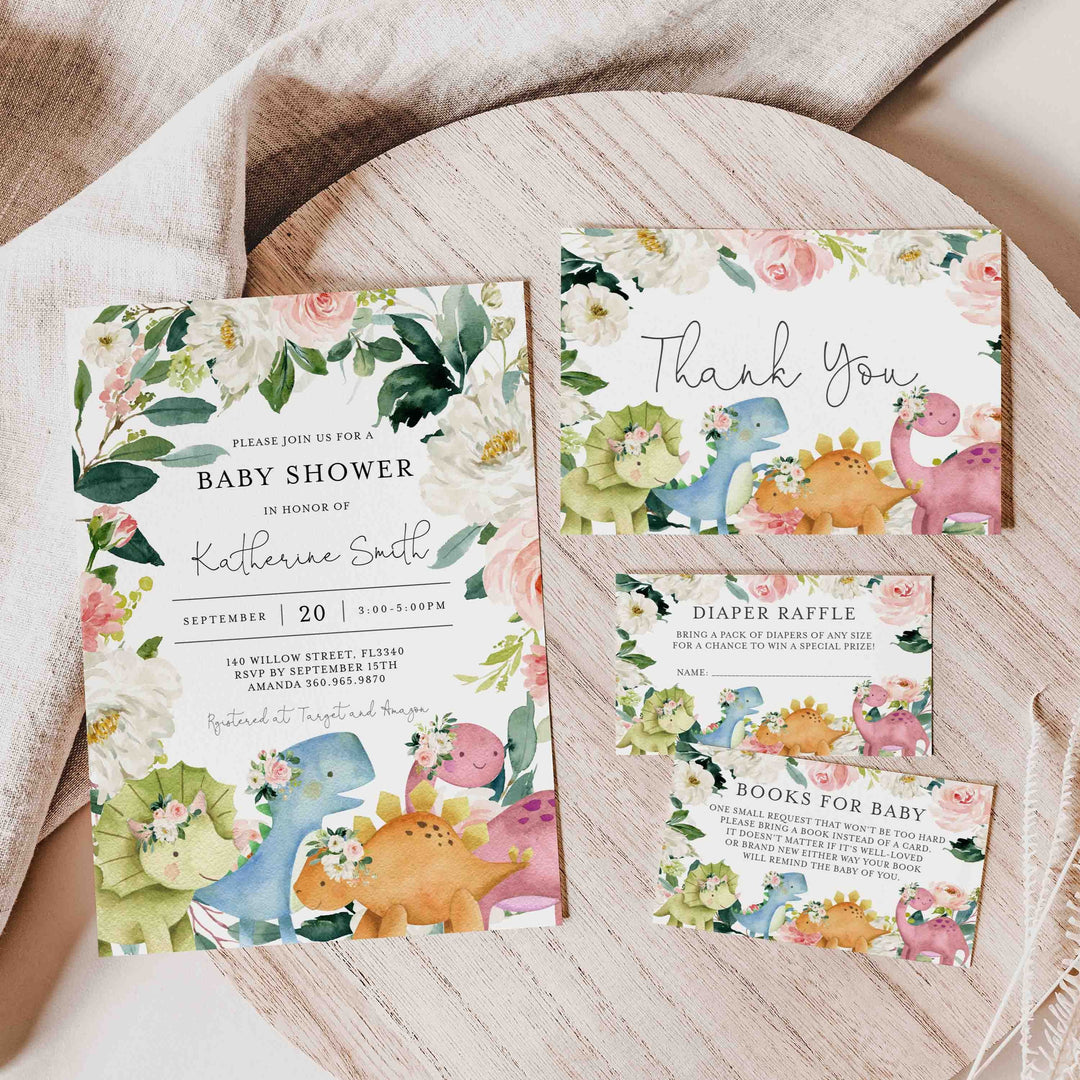 Dinosaurs Blush Baby Shower Suite Printable