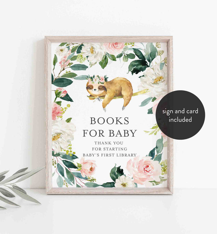 Sleeping Sloth Blush Baby Shower Books For Baby Printable