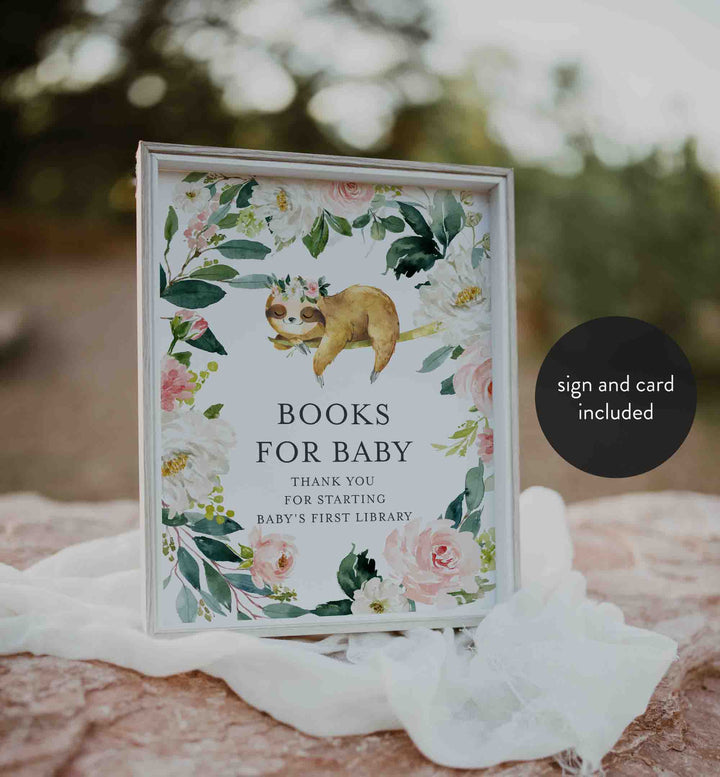 Sleeping Sloth Blush Baby Shower Books For Baby Printable